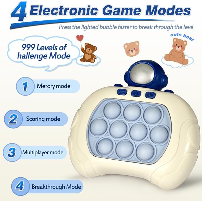 Quick Push Game Fidget Toys for Kids, Quick Push Pop Game 6 Modes Games, Fast Push Bubble Game, Pop Game Fidget Sensory Toys, Christmas Birthday Gifts for 3-12 Year Old Girls Boys