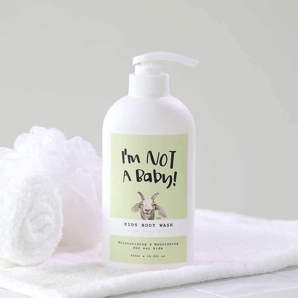 I'm NOT A Baby! Kids Body Wash– Dermatologist Tested, Allergen free, Cruelty-free, PETA, Gentle for Kids, Goat Milk, 16.9 Fl Oz