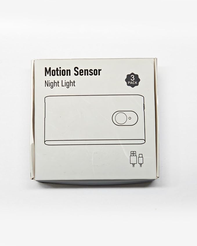 WILLED Motion Sensor Night Light, Rechargeable Stair Lights Indoor, Warm White Motion Sensor Light Indoor, Battery Operated Night Light for Hallway, Stairway, Bathroom, Bedroom, Kitchen, 3 Pack