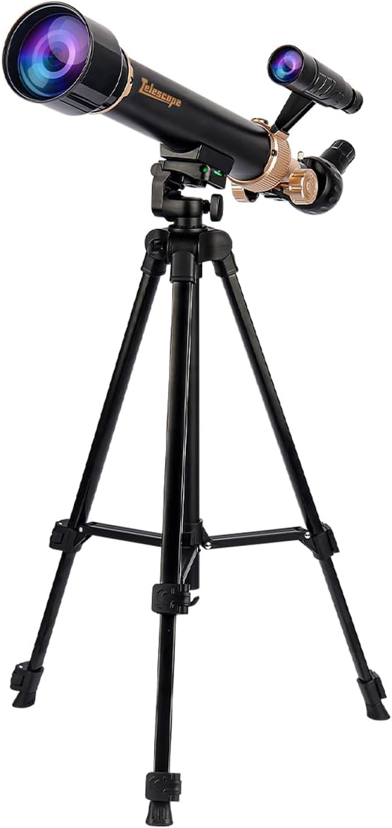 Telescope for Kids& Adults with 60X/30X Lenses, Adjustable Alloy Tripod, Mobile Phone Holder, 360° Gimbal Mount for Stargazing and Nature Viewing,Suitable for Astronomy Enthusiasts