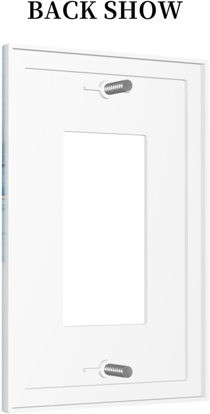 Decorative Outlet Covers Modern Abstract Blue Gold Line Marble 1 Gang Single Decora GFCI Device Light Switch Covers Plate 1 Rocker Wall Plate Jumbo Faceplate for Bedroom Home Decor