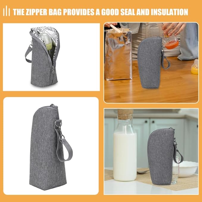BESPORTBLE Milk Bottle Warmer Insulated Bag, 2Pcs Portable Baby Bottle Tote Insulated Breastmilk Cooler Warmer Bag for Nursing Mom Daycare Travel