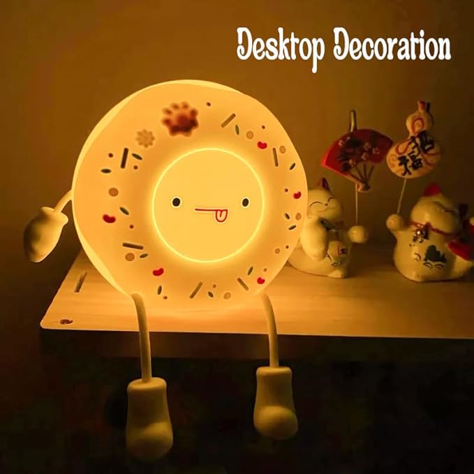 Cute Donut Night Light for Kids,Silicone Nursery Nightlight, Touch Control USB Rechargeable Lamps Breastfeeding Sweet Kawaii Dorm Room Decor Christmas Gift Baby Kids Girls Teens,White