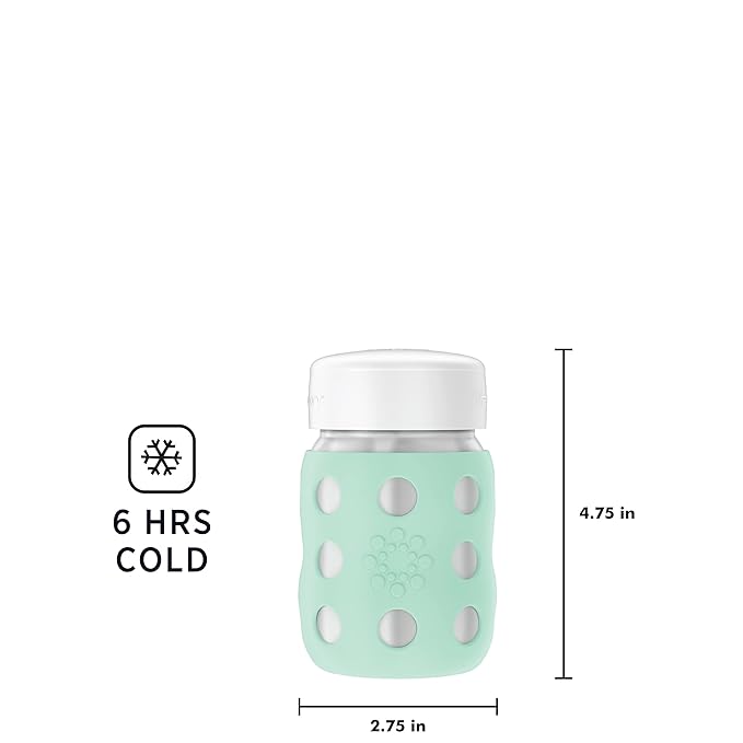 Lifefactory 8-Ounce Stainless-Steel Vacuum-Insulated Wide-Neck Baby Bottle with Flat Cap, Mint (LS2231WMI4)