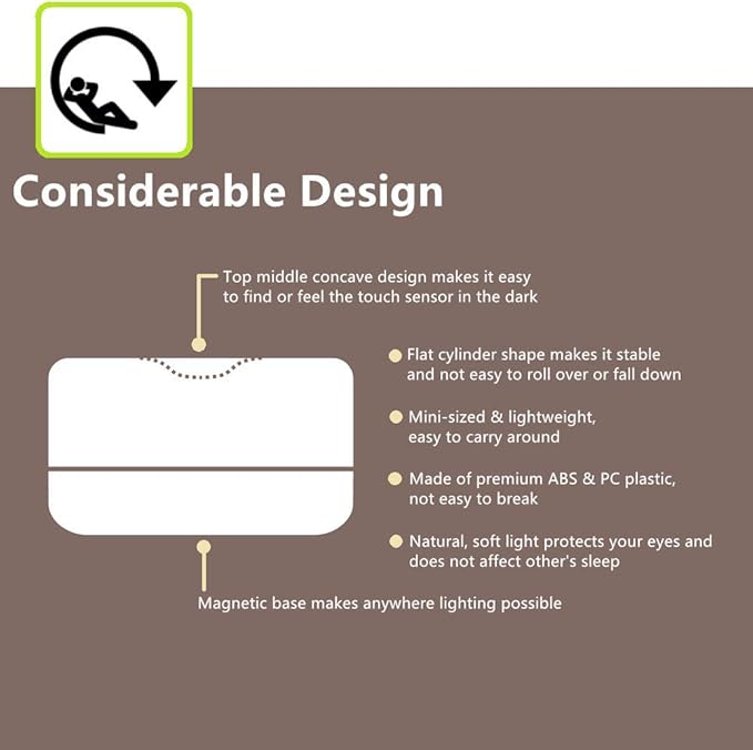 Rechargeable Mini Touch Night Light, Wireless LED Lamp for Kids - Portable, Dimmable Nursery Lamp