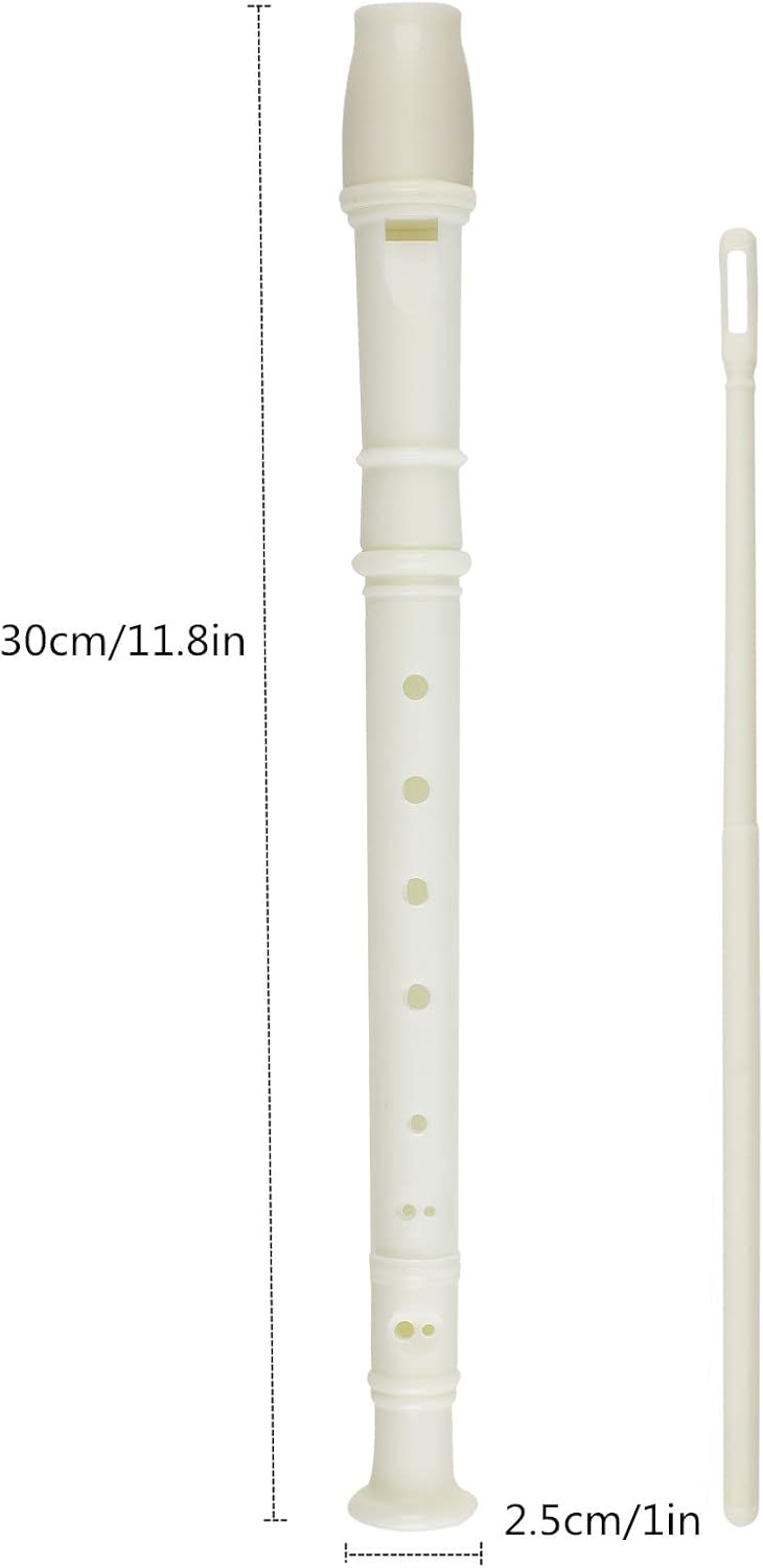 15 PCS 8 Holes Soprano Recorder - Plastic German Style Descant Flute Instrument With Cleaning Rod for Kids, Students, Beginners, Class Rewards