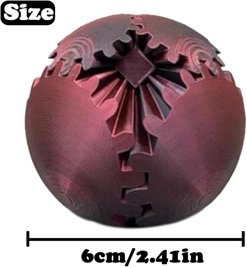 3D Printed Gear Ball, Gears phere Gear Ball Fidget Toy, Puzzle Balls, Fidget Ball, Cube Fidget Toy ,Gear Ball Toys for Classroom Prizes, Party Birthday, Anxiety Relaxing and Stress. (Black)
