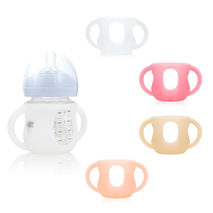 4-Pack Silicone Sleeves for Philips Avent Glass Bottles, BPA-Free Drop-Resistant Baby Bottle Sleeves with Handles, Compatible with Philips Avent Natural Glass Baby Bottles (4 oz)