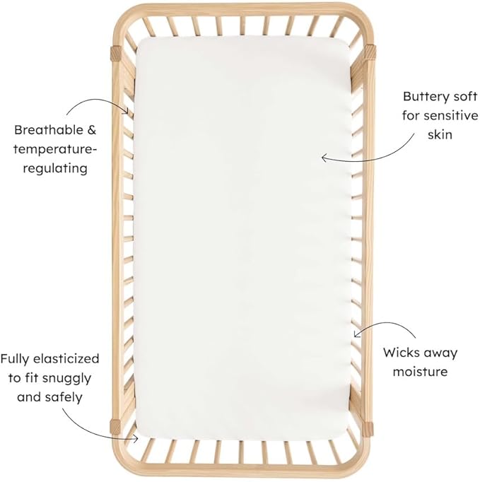 Kyte Baby Soft Crib Sheet - Standard Fitted Crib Sheet Made with Rayon from Bamboo, Ultra-Gentle and Breathable (Cloud)