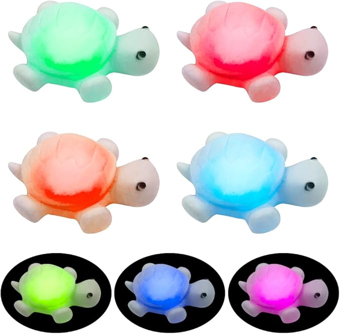 AFUNTA 4 PCS Cute Turtle Night Lights, 7 Color Changing 3D LED Lamp for Kids Room, Christmas Home Decor Gift