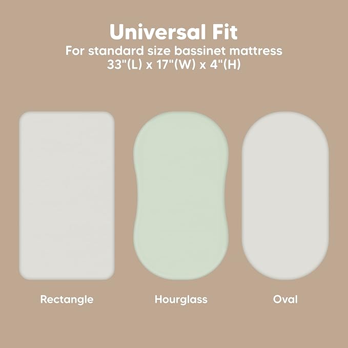 2-Pack Baby Bassinet Sheets Girl, Boy - 33x17 Viscose Derived from Bamboo Bedside Mattress Fitted Bassinet Sheets, Compatible with Halo Bassinest Swivel Sleeper, Baby Delight, Graco (Sage)