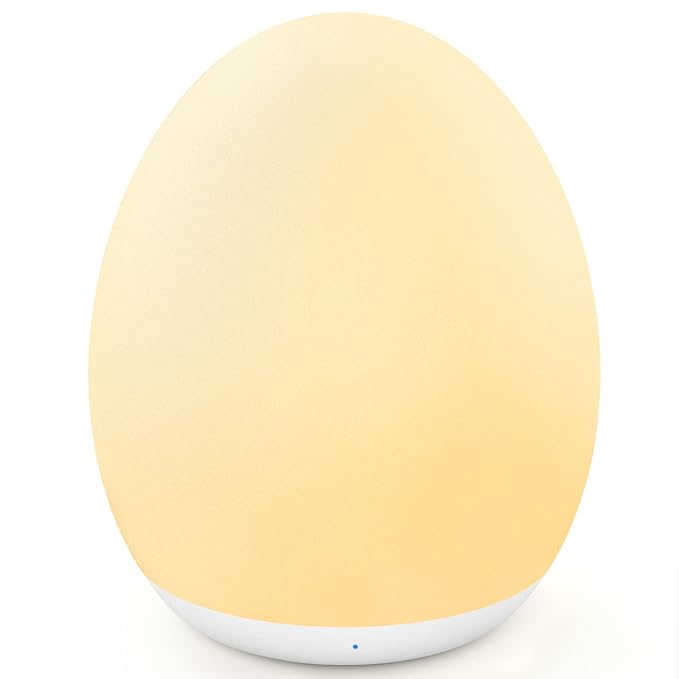 MediAcous Night Light for Kids, Baby Egg Light for Nursery, 7 Colors Changing & Stepless Dimming, Soft Silicone Touch Night Lamp with 1 Hour Timer, Rechargeable Nursery Night for Breastfeeding