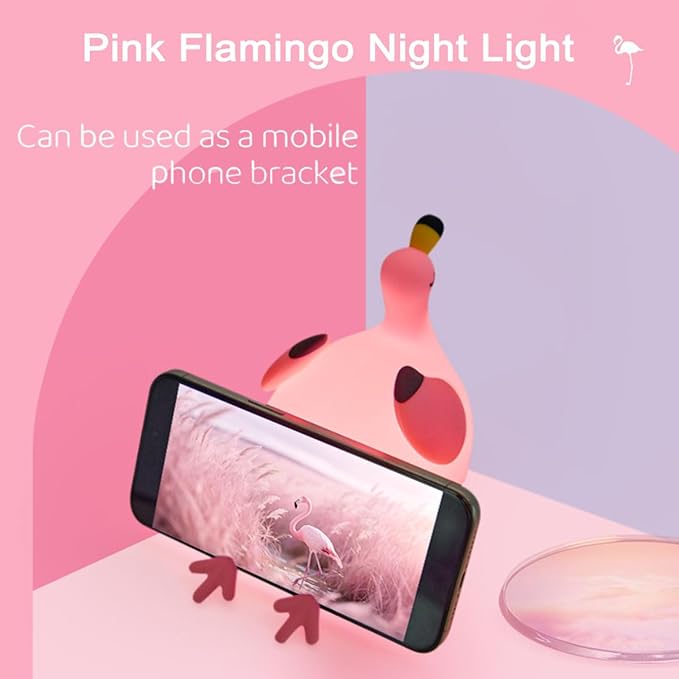 Flamingo Night Light,Dimmable Silicone Animal Nursery Night Light,Pink Flamingo Lamp Decor for Kids Room Bedroom,Birthday Christmas Unique Gift for Kids boy Girls