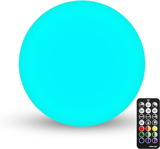 LOFTEK 6-inch LED Light Ball: Nursery Night Light with Remote Control, 16 RGB Color Changing & Dimming Rechargeable, Cordless Portable Floating Pool Lights for Kids or Decor