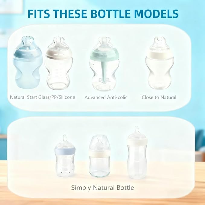 4-Count Silicone Bottle Nipples for Natural Start Anti-Colic Bottles & Advanced Anti-Colic Bottles & C to Natural Bottles and NUK Simply Natural Bottle, Anti-Colic Valve, Slow Flow, 1m+