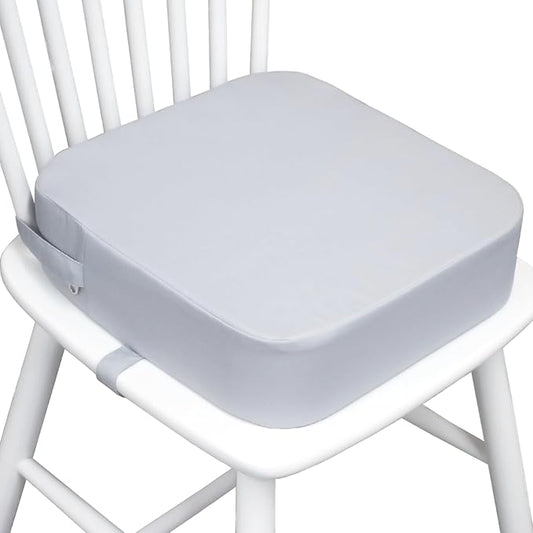 Toddler Booster Seat for Dining Table, Portable Kids Booster Seat with Safety Buckles Portable Increasing Booster Cushion with Non-Slip Bottom (Light Gray)