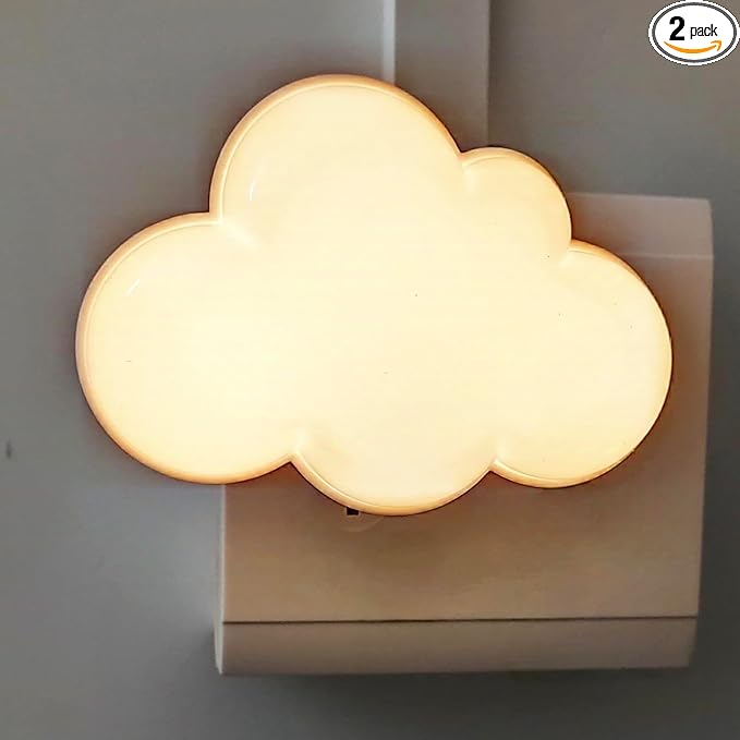 AUSAYE LED Night Light Plug in Lamp Light Sensor Cloud Night Light Energy-Saving Pretty Night Lights for Adults Kids NightLight White
