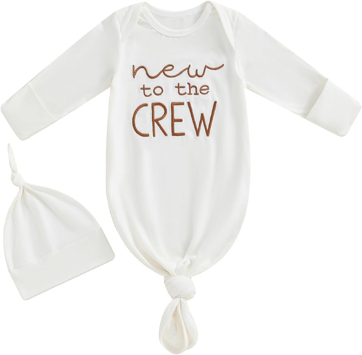 Newborn Boy Girl Coming Home Outfit Baby Infant Sleeper Gown Nightgown Outfits Cute Fall Winter Pajamas and Hat