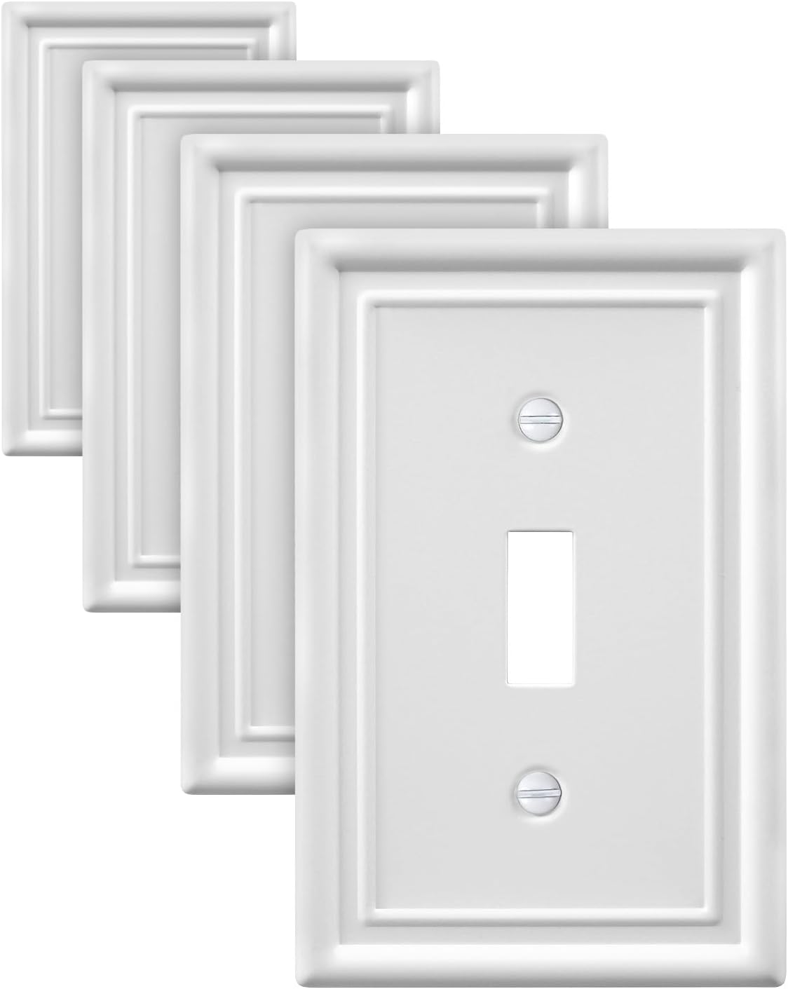 4-Pack Single Toggle Wallplate, White Light Switch Cover Plate, Metal Switch Plate Covers, 3.15''W*4.88''H, Midsize