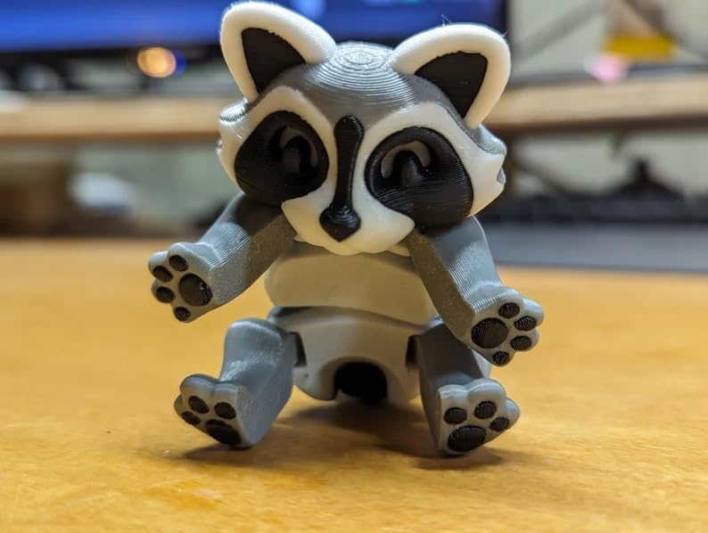 Articulated Racoon with Trash Can 3D Printed Racoon Trashcan Raccoon Raccoon Toy Articulated Racoon Fidget Toy for Kids (Raccoon)