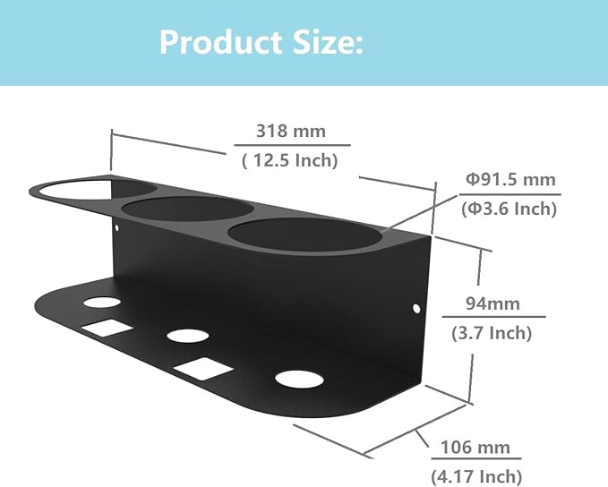 JINGCHENGMEI 3 Spray Bottles Holder, Steel Wall Mount Storage Organizer for All-Purpose at Garage and Home (SBH-3B1Pc)