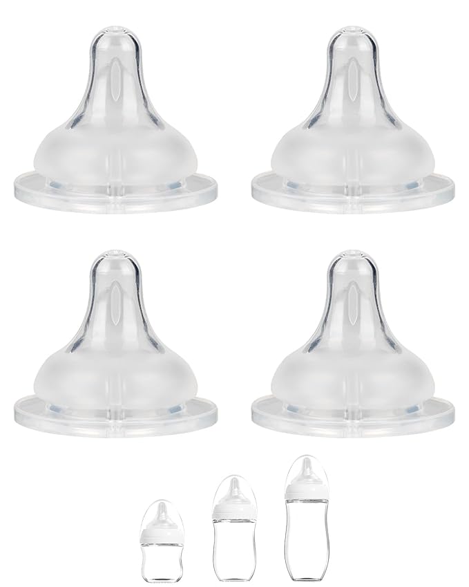 Silicone Nipple for Gulicola Natural Glass Bottle, Medium Flow Nipple Level 2, 3 m+, 4 Count