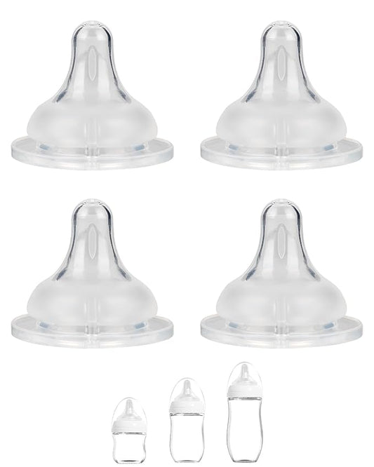 Silicone Nipple for Gulicola Natural Glass Bottle, Medium Flow Nipple Level 2, 3 m+, 4 Count