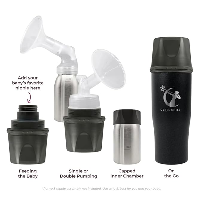 CERES CHILL Mini Breastmilk Chiller Demigoddess, Reusable Breastmilk Storage Container, Keeps Milk at Safe Temperatures for Up to 16 Hours,Bottle Cooler,Connects W/Most Major Pumps (Sunset Ombre)