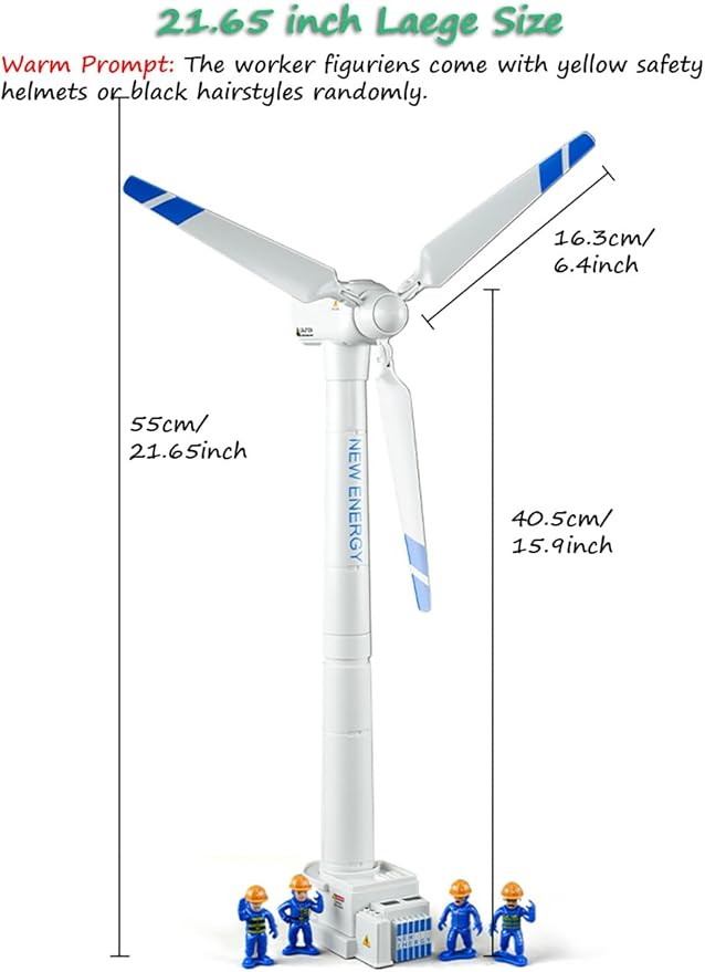 Miracland Wind Turbine Toy, 21.65 Inch Large Size Windmill Toy Clockwork Generator Model STEM Science Kit