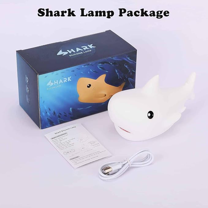 Tremdwoto Night Light for Kids, 7 Colors Shark Night Light Rechargeable Squishy Silicone LED Nightlight Lamp as Birthday Christmas Gifts for Baby Boys Children Toddlers Tween Girls Nursery