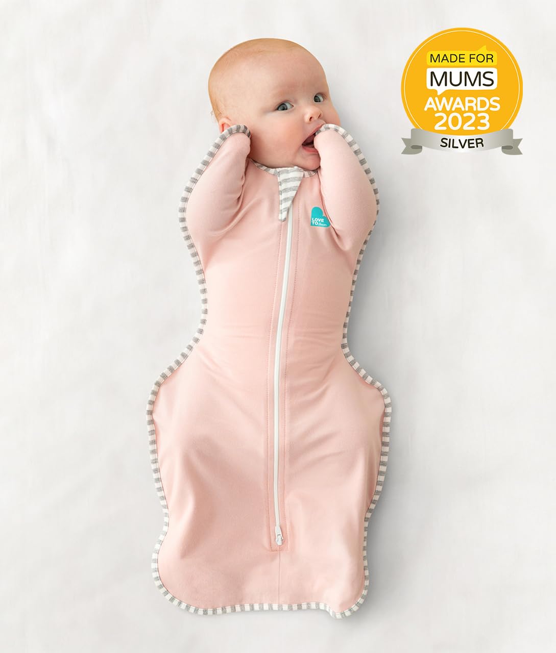 Love To Dream Swaddle UP Self-Soothing Sleep Sack 8-13 lbs., Dramatically Better Sleep, Snug Fit Calms Startle Reflex, 1.0 TOG, Dusty Pink, Small