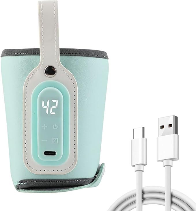 Baby Bottle Keep Warmer,Portable Travel Mug Milk Heater Thermostatic Bottle Cover Milk Bottle Heating Warmer Multifunction Thermostatic Bottle Sleeve with Tpye-E Cable for Coffee Tea,Blue