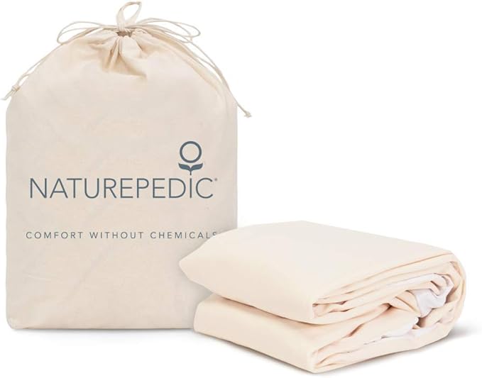 Naturepedic Organic Waterproof Mattress Protector Pad, Fitted Stretch Knit Mattress Cover for 9"-16" Depth, Twin XL
