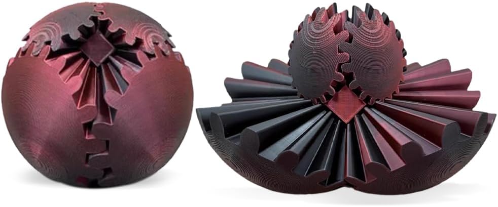 3D Printed Gear Ball, Gears phere Gear Ball Fidget Toy, Puzzle Balls, Fidget Ball, Cube Fidget Toy ,Gear Ball Toys for Classroom Prizes, Party Birthday, Anxiety Relaxing and Stress. (Black)