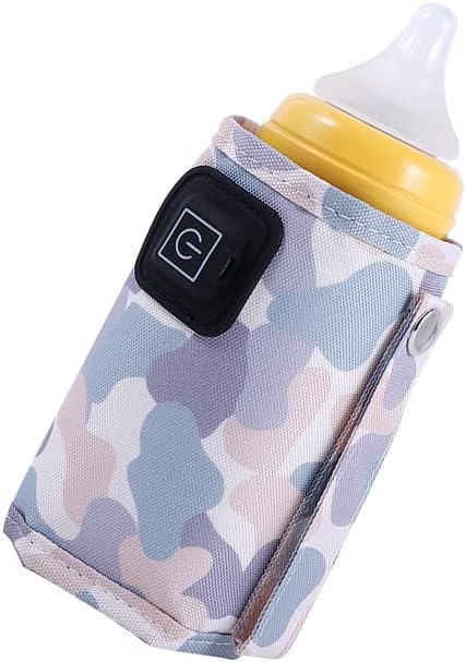 Car Travel Bottle Warmer,5V 2A USB Heating Bottle Warmer 40°C-60 °C Three Gear Adjustable Car Travel Milk Bottle Warmer Milk Heat Keeper Lightweight Milk Heater Cover,Gray