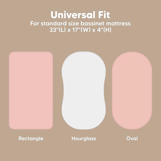 2-Pack Baby Bassinet Sheets Girl, Boy - 33x17 Viscose Derived from Bamboo Bedside Mattress Fitted Bassinet Sheets, Compatible with Halo Bassinest Swivel Sleeper, Baby Delight, Graco (Rose)