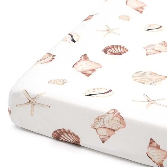 GRSSDER Stretchy Super Soft Jersey Knit Fitted Pack n Play Sheets Set 2 Pack,Portable/Mini Crib Sheets Snug and Safe,Beautiful Marine Organism for Boys and Girls