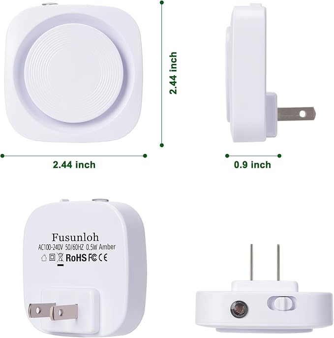 LED Night Lights Plug in to Wall,[4-Pack]Plug in Night Light,Auto Dusk to Dawn Sensor,Dimmable night light, energy efficient night lights,Soft Glow for Nursery,Bathroom,Hallway,Bedrooms,Amber