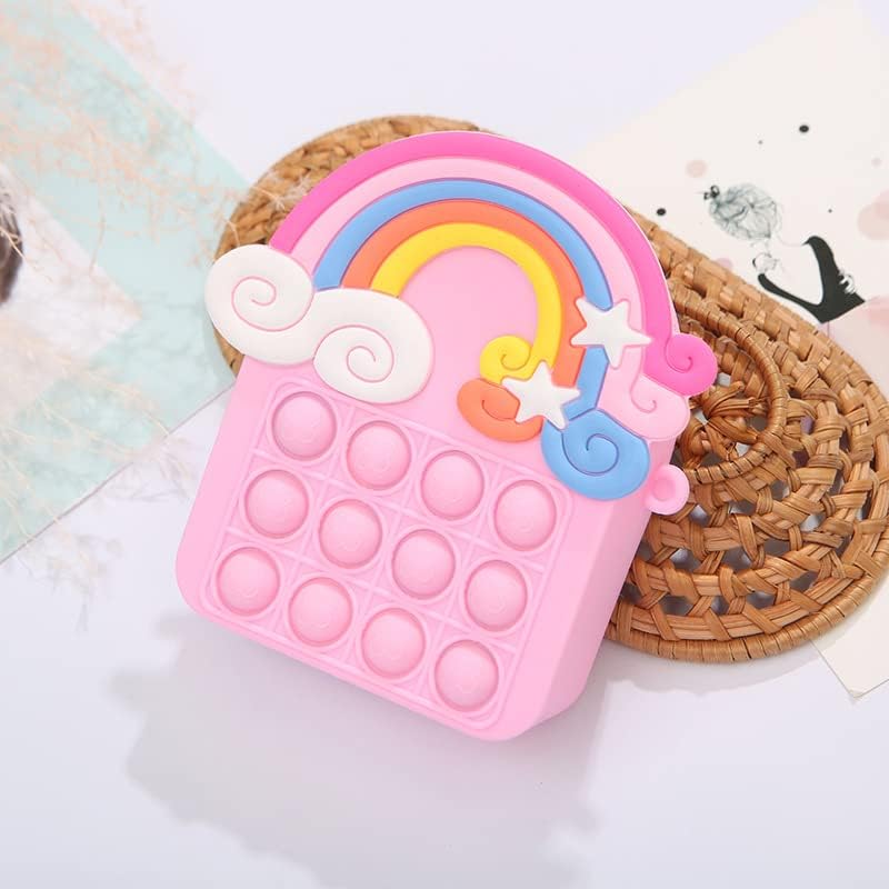 Aucma 2 Pack Rainbow Cloud Purse for Girls Toys Wallet Pink Crossbody Handbag Bag Kid 3 4 5 6 7 8 9 10 11 12 Years Old Birthday Valentines Gift 2024 Stocking Stuffers Christmas Xmas Stuff