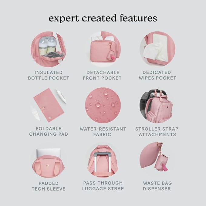 Huggies Signature Hug Pack Diaper Backpack, Bridal Rose, O/S