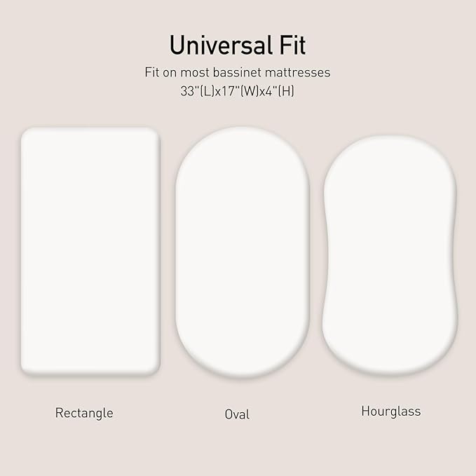 Gllquen Baby Bassinet Sheets 2 Pack, 100% Organic Cotton Bassinet Fitted Sheets for Girls Boys, Soft & Breathable Unisex Baby Mattress Sheet for Standard Bassinets 33"x17"(White)