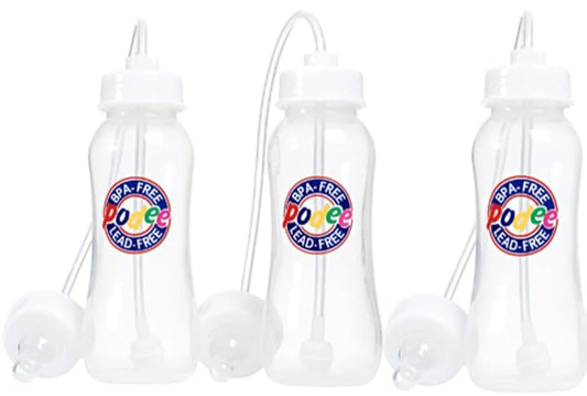 Hands-Free Baby Bottle - Anti-Colic Nursing System 9 oz Baby Bottle with Fast Flow Nipple/Teat 3m+ Infant with Tube Straw Feeding System for Toddler (3 Pack - Classic)