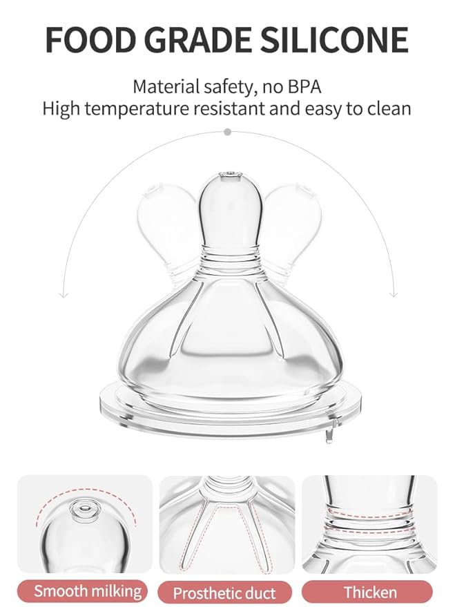 Glass Baby Bottles,Anti Colic Breastfeeding Bottle with Natural Response Nipple Size S,Wide Neck Slow Flow Baby Bottle for Baby,Newborn,Preemie 0-3 0-6 Month,BPA Free (Pink, 2 Pack, 5 Ounce)