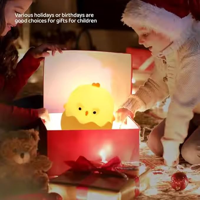 Easter Chick Egg Night Light - Dimmable 7-Color LED Nursery Lamp for Babies, Soft Silicone Touch Eggshell Decor for Easter Basket, Bedroom & Kids Room, Easter Gifts & Birthday Presents