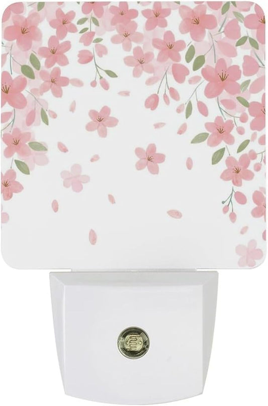 Falling Flowers Night Light, Plug into Wall Decor Nightlights for Bedroom, Bathroom, Hallway, Kitchen, with Dusk to Dawn Light Auto Sensors LED Night Lights for Boys Girls Women Men Room Gifts