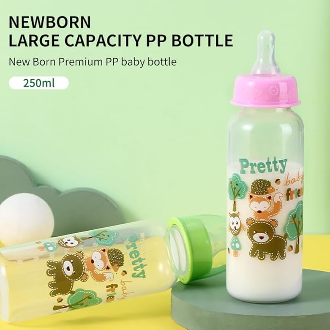 Pretty Baby 8oz 4-Pack Anti-Colic Baby Bottles for Newborns, BPA-Free, Breastfeeding Transition, Vented for Gas & Colic Relief Ideal for Baby Registry