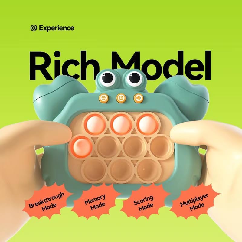 Fast Push Bubble Game for Kids & Adults, Quick Push Pop Toys with Sound & Light, Pop Sensory Fidget Toy for Kids 8-12, Brithday for 5 6 7 8 9 & Up Boys Girls (Crab-Orange)