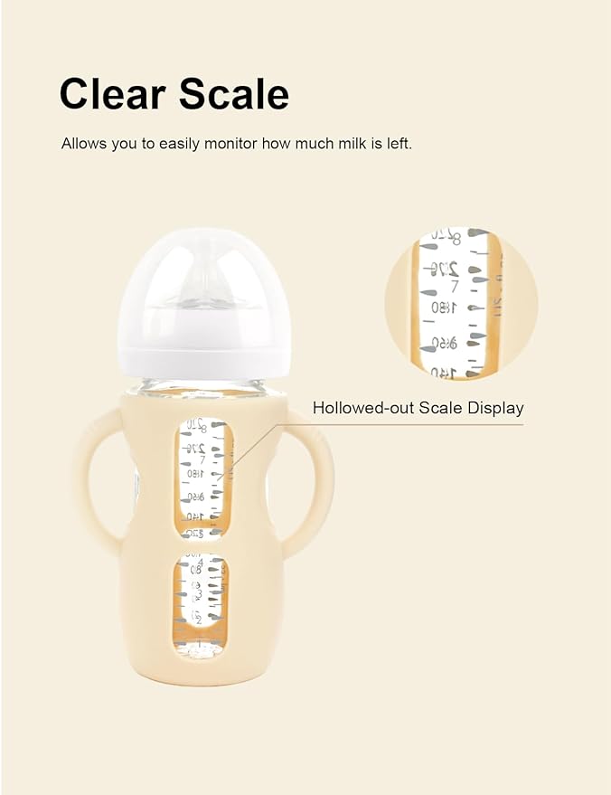 2-Pack Silicone Sleeves for Philips Avent Glass Bottles, BPA-Free Drop-Resistant Baby Bottle Sleeves with Handles, Compatible with Philips Avent Natural Glass Baby Bottles (4 & 8 oz)