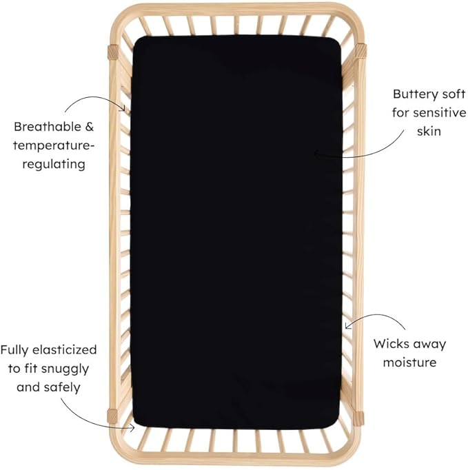 Kyte Baby Soft Crib Sheet - Standard Fitted Crib Sheet Made with Rayon from Bamboo, Ultra-Gentle and Breathable (Midnight)