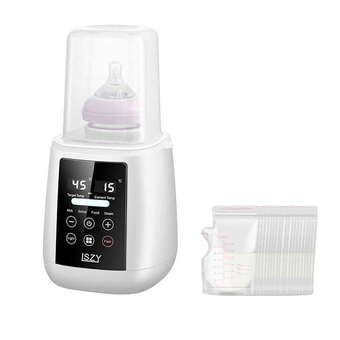 Bottle Warmer, LSZY 12-in-1 Fast Baby Bottle Warmer for Breastmilk/Formula w/20 Bags, Night Light, Milk Warmer with Accurate Temp Control 48H Keep,Thaw, Food Heating Sterili-zing (Black Screen)